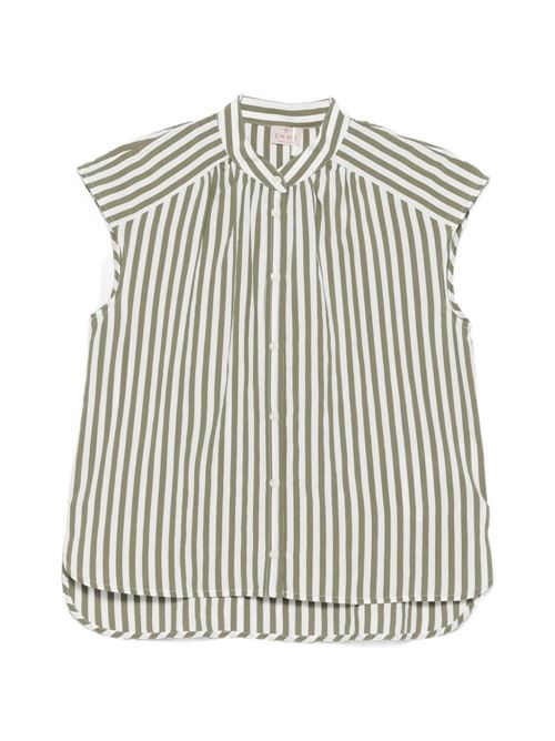 Camicia donna Emme Marella smanicata rigata panna e verde in viscosa EMME Marella | SAIO010